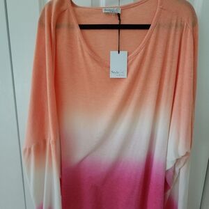 StyleList by Micaela Loose Knit Jersey Dip-Dye Long-Sleeve Top